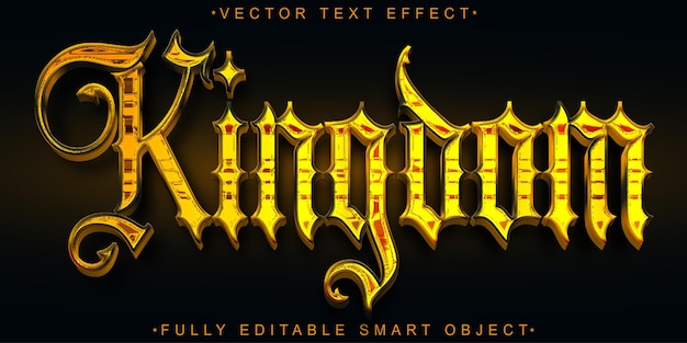 Historische Shiny Golden Kingdom Vector Volledig bewerkbaar Smart Object Text Effect