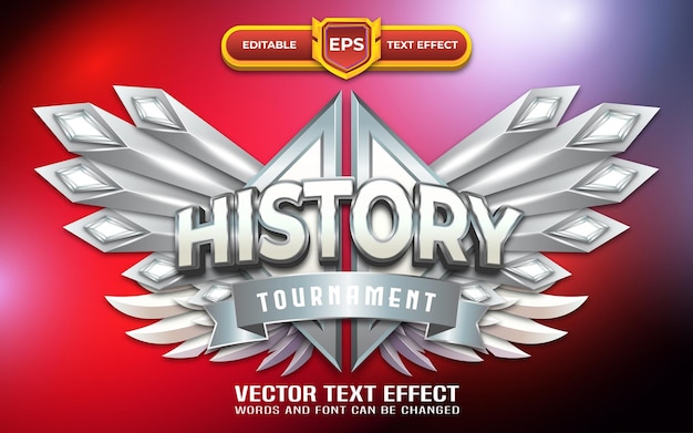 편집 가능한 텍스트 효과가 있는 역사 3d 게임 로고