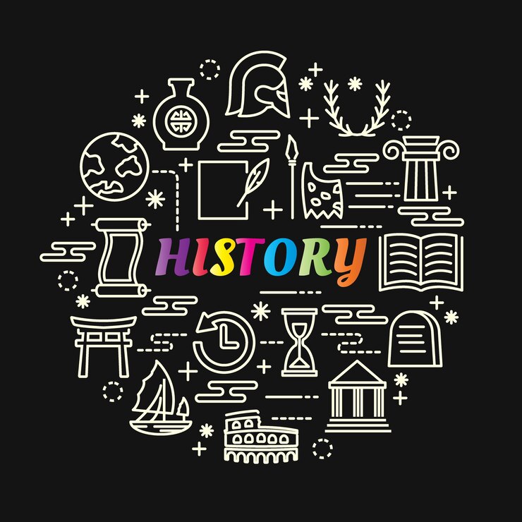 वेक्टर history colorful gradient with line icons set