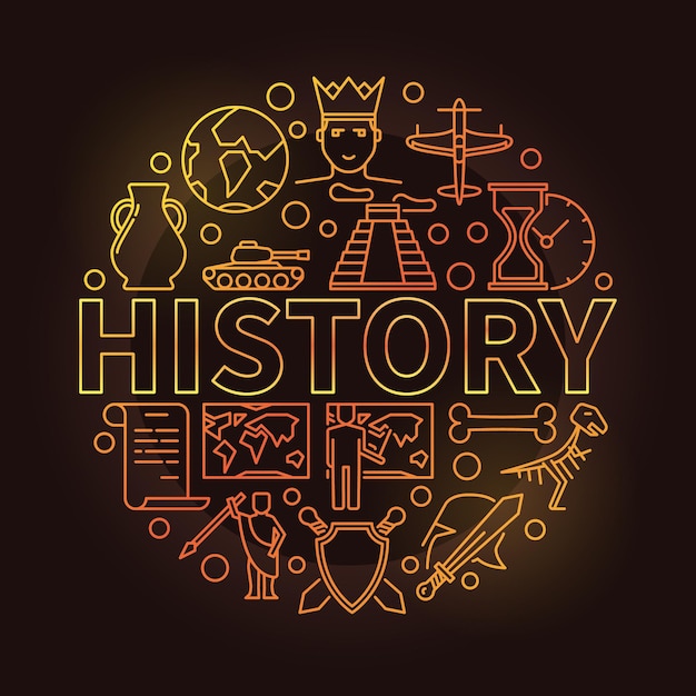 History vector round colorful linear illustration