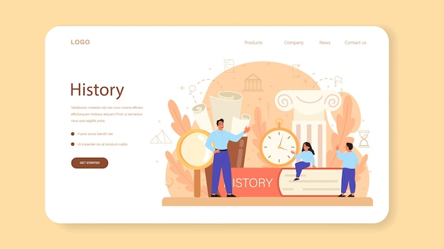 History web template or landing page.