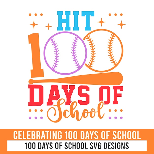 Vector hit 100 dagen van school svg kleuterschool kind svg ontwerp