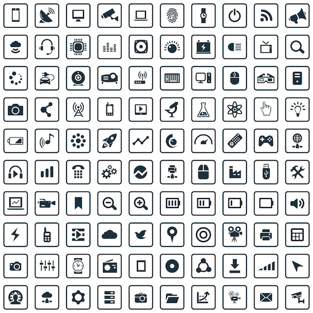 Hitech 100 icons universal set