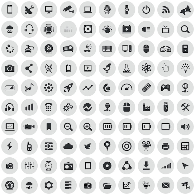 hitech 100 icons universal set