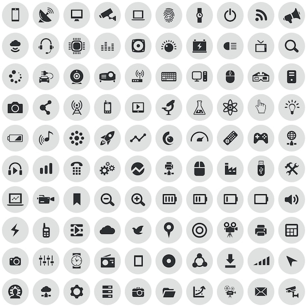 Hitech 100 icons universal set