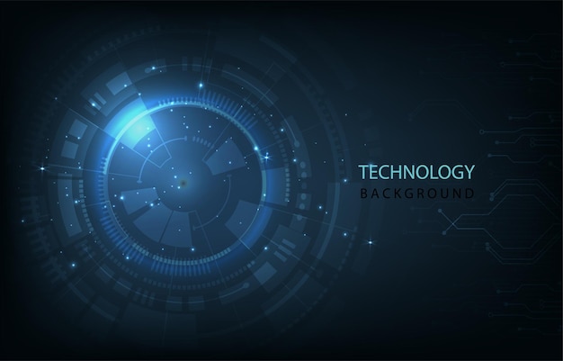 Hitech connection innovation background Futuristic technology on dark blue background