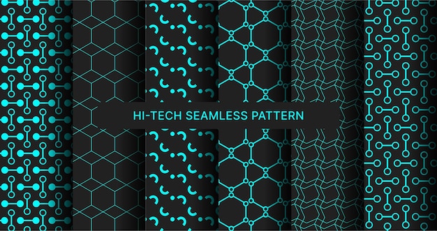 Vector hitech seamless pattern vector technologhy background