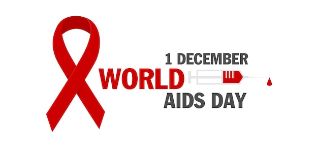 Hiv test. world aids day 1 december, red ribbon. aids and hiv awareness. clinical laboratory blood test.