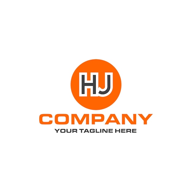 HJ letter rounded shape logo design