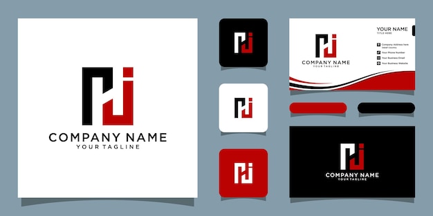 HJ logo beginletter ontwerp sjabloon vector met visitekaartje ontwerp Premium Vector