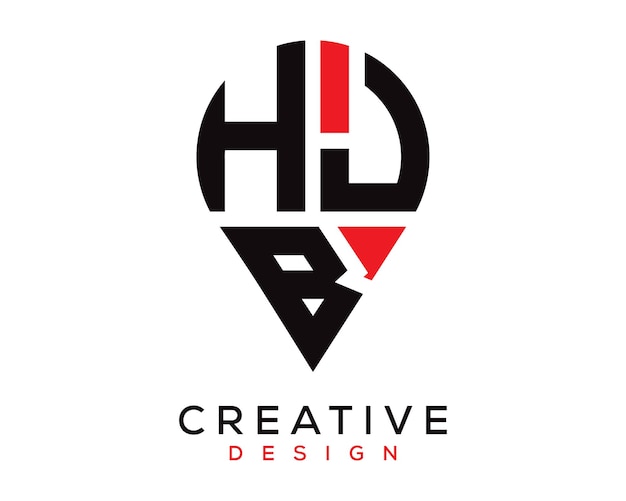 hjb letter location shape logo design