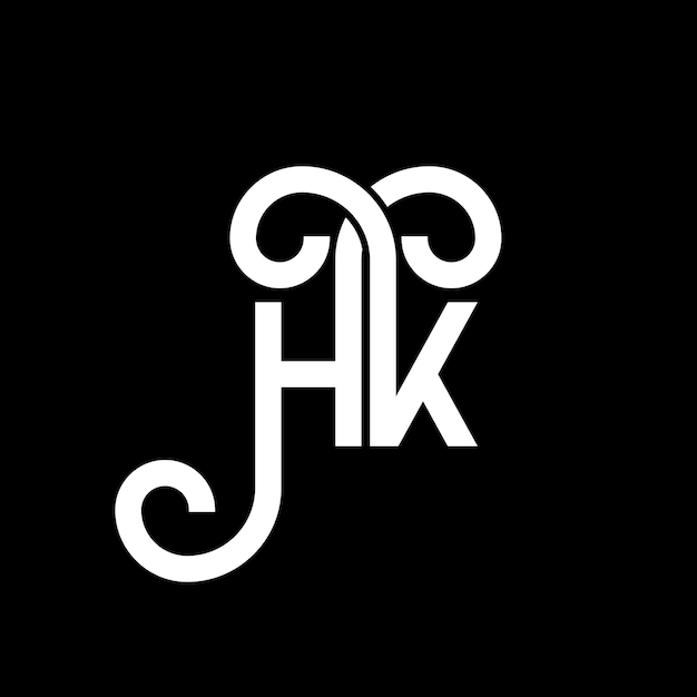 Дизайн логотипа HK на черном фоне HK творческие инициалы концепция логотипа букв hh дизайн букв HK дизайн белых букв на чёрном фоне H K h k логотип