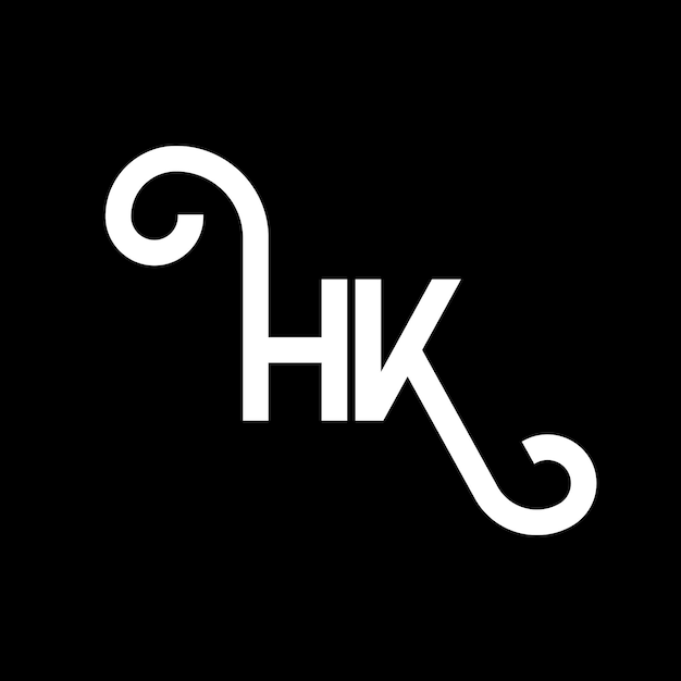 ベクトル 黒い背景に hk 文字のロゴデザイン hk クリエイティブ・イニシャル hk 文字ロゴコンセプト hk 文字デザイン hk 白い文字デザイン hk 黒の背景に h k h k ロゴ