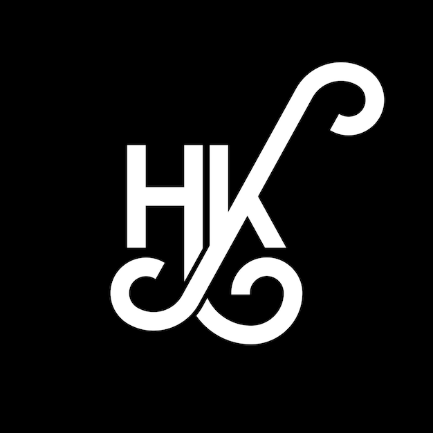 ベクトル 黒い背景に hk 文字のロゴデザイン hk クリエイティブ・イニシャル hk 文字ロゴコンセプト hk 文字デザイン hk 白い文字デザイン hk 黒の背景に h k h k ロゴ