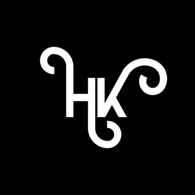 Вектор Дизайн логотипа hk на черном фоне hk творческие инициалы концепция логотипа букв hh дизайн букв hk дизайн белых букв на чёрном фоне h k h k логотип