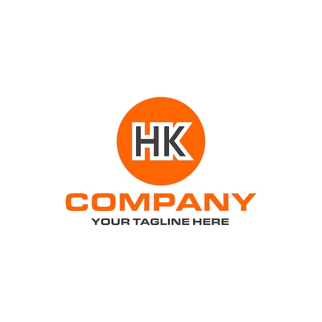 Design del logo a forma arrotondata con lettera hk