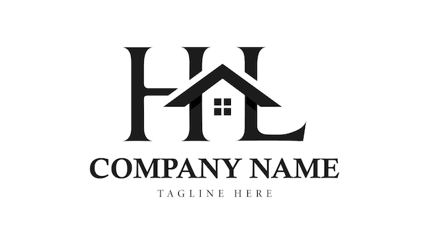 HL onroerend goed huis of huis brief logo ontwerpsjabloon