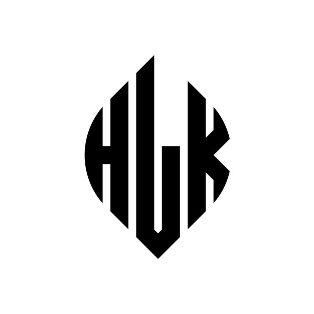 HLK круг буква дизайн логотипа с кругом и эллипсовой формой HLK эллипса буквы с типографическим стилем Три инициалы образуют круг логотипа HLK Круг Эмблема Абстрактная монограмма Письмо Марка Вектор