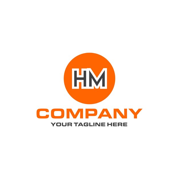 HM letter rounded shape logo design