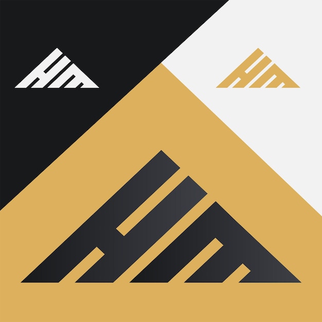 ベクトル hmロゴはユニセックススポーツブランドにぴったりのモダンでシンプルな三角形のスポーツです