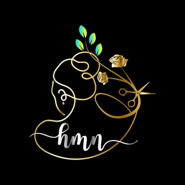 Начальный логотип hmn, салон, векторный шаблон luxury cosmetics spa beauty