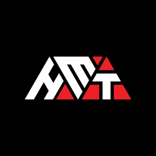 HMT треугольная буква дизайн логотипа с треугольной формой HMT триугольная конструкция логотипа монограмма HMT трехугольный вектор логотипа шаблон с красным цветом HMT трекутный логотип простой элегантный и роскошный логотип HMT