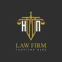 Vector hn initial monogram for lawfirm logo with sword and scale