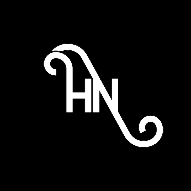 Vettore hn progettazione del logo a lettere su sfondo nero hn iniziali creative concetto del logo a lettera hn progettazione della lettera hn progettazione di lettere bianche su sfondo nera h n h n logo