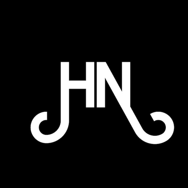 Vector hn letter logo design on black background hn creative initials letter logo concept hn letter design hn white letter design on black background h n h n logo