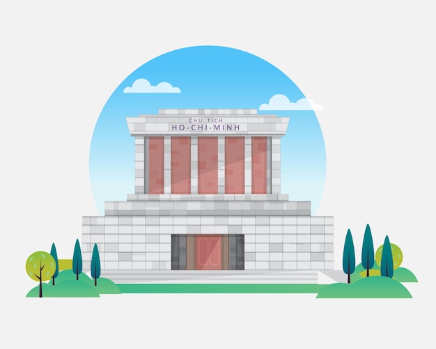 Vector ho chi minh mausoleum in hanoi, vietnam, vector