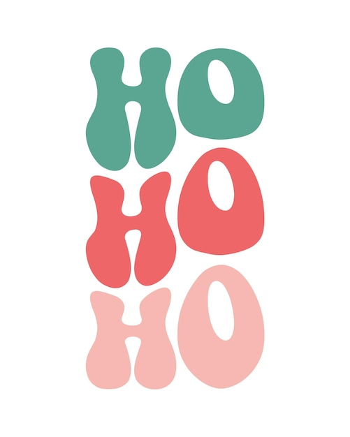 HO HO HO grappige kerst citaat retro golvende typografie sublimatie SVG op witte achtergrond