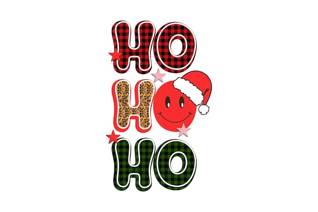 Vector ho ho ho kerstcitaten typografie patroon tekstontwerp