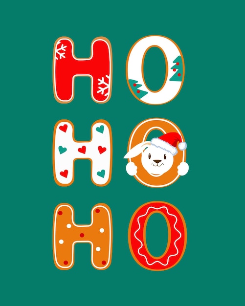 Vector ho ho ho and merry christmas vector illustration of gingerbread christmas