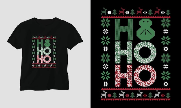 Ho ho ho - T-shirtontwerp in lelijke kerststijl in retrostijl