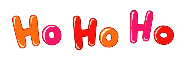 Ho-ho-ho Xmas banner. Horizontal white background and bright 3D ho-ho-ho! decorative red letters.
