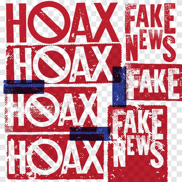 Hoax And Fake News 고무 그런지 우표 수집