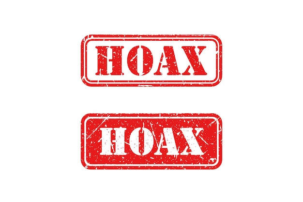 Hoax red stamp on white background