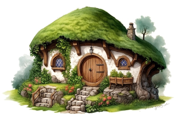 Vettore hobbit holes e hobbit garden nel set del film hobbiton nuova zelanda preso il 9 febbraio 2016 matamata