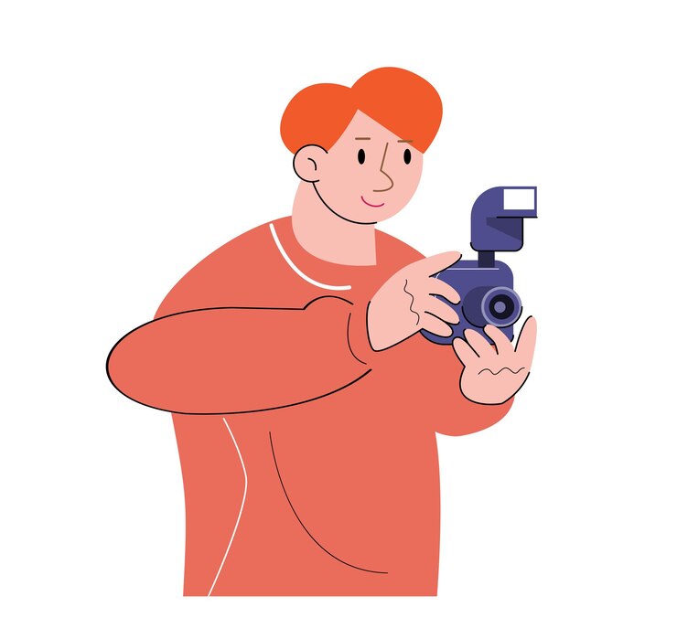 Vector hobby character take a photo vector illustration