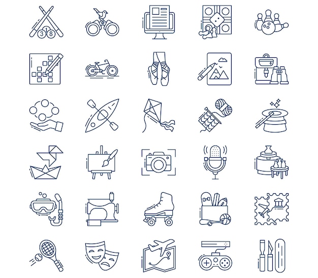 Vector hobby and free time icon set