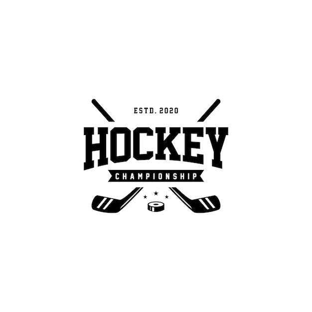 Vettore hockey badge campionato logo design