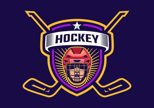 Modello di logo distintivo di hockey