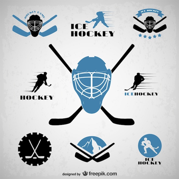 Vector hockey emblems set