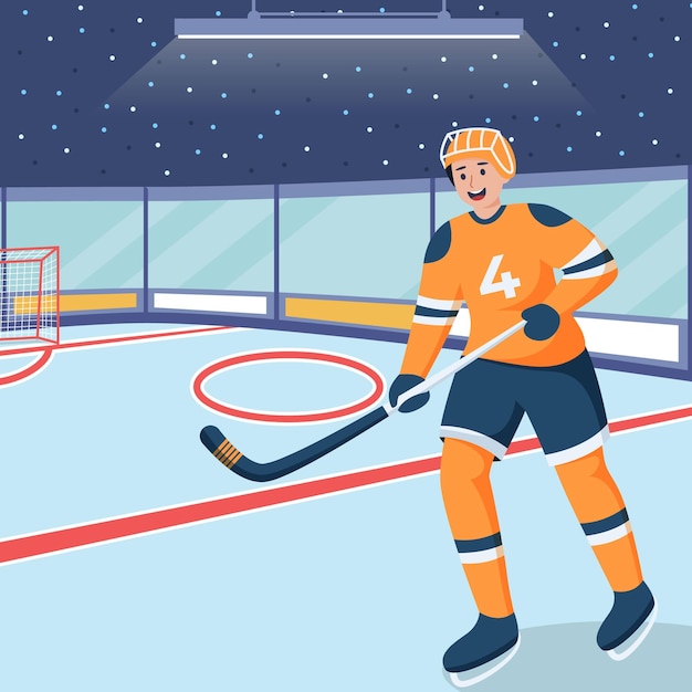 Vettore illustrazione piana di sport del gioco di hockey