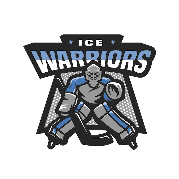 Vettore emblema del logo del portiere di hockey