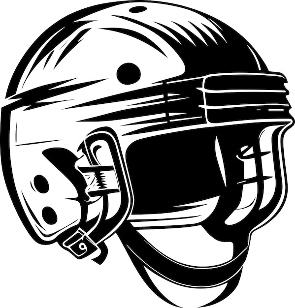Хоккейный Шлем Логотип Монохромный Стиль Дизайна