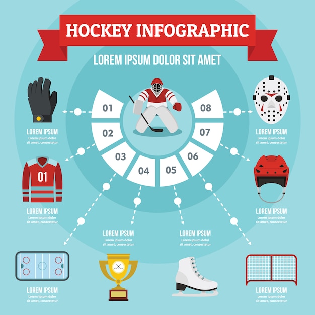 Hockey infographic concept, vlakke stijl