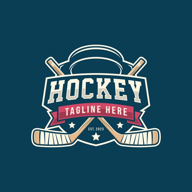 Hockey logo badge embleem Sportlabel vectorillustratie voor een hockeyclub