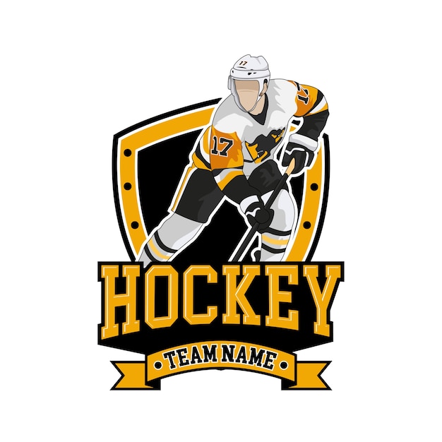 Vector hockey logo badges sports with people