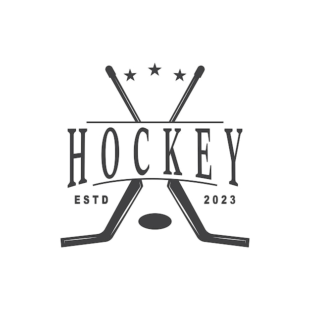 Vettore modello di simbolo del gioco sportivo con logo di hockey